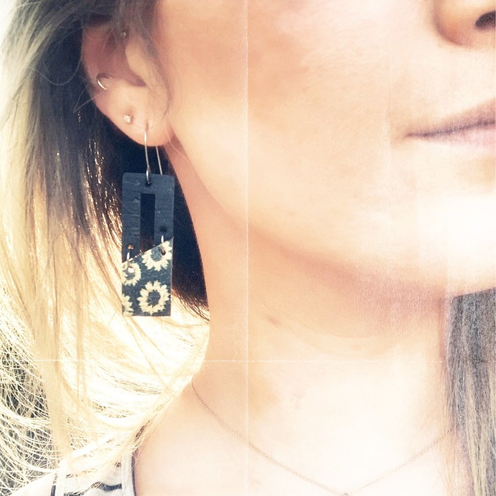 Sunflower Handmade Leather Earring